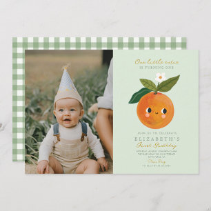 Photo Little Cutie is turning One Orange Birthday Invitation
