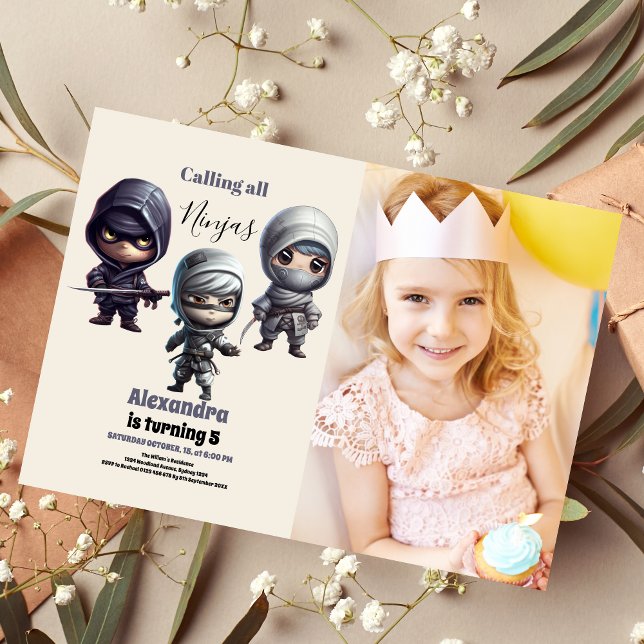 Photo Little Ninja Warrior Kids Birthday Invitation (Creator Uploaded)