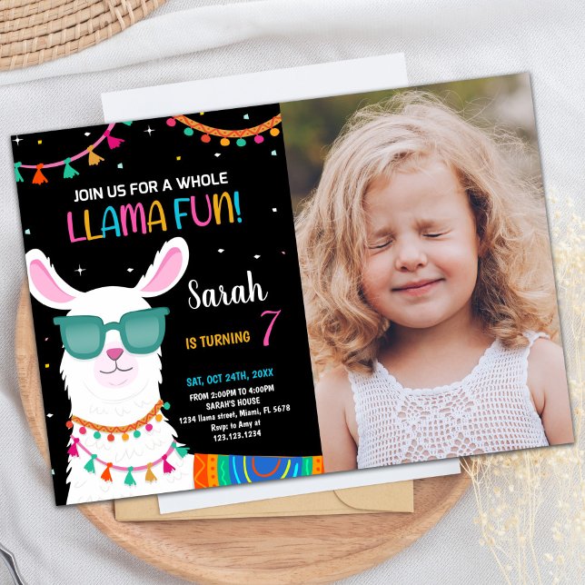 Photo Llama Fun Llama Birthday Invitations (Photo Llama Fun Llama Birthday Invitations)