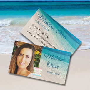 Photo Logo Beach Scene Travel Blue Business Card