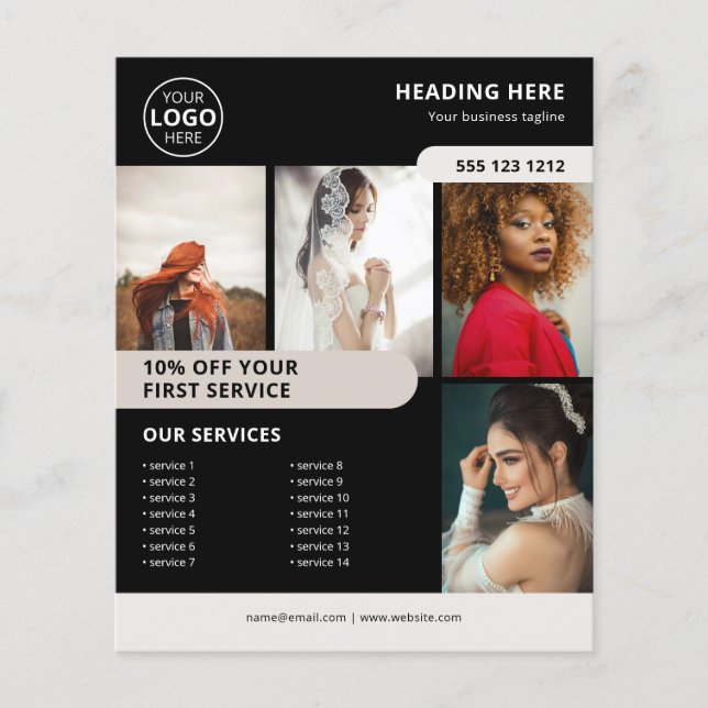 Photo Logo Business Marketing Black Flyer (Front)