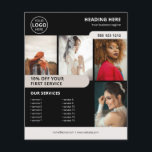 Photo Logo Business Marketing Black Flyer<br><div class="desc">Discover our attention-grabbing business flyer! With space for four captivating photos, you can showcase your products or services in style. Highlight your special offers with bold text to ensure they stand out, and don't forget to include a comprehensive list of your services. Get ready to impress your customers and drive...</div>