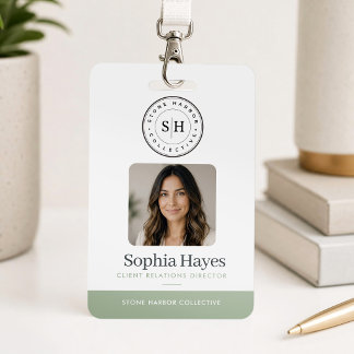 Photo Logo Employee Badge Company ID Card Sage