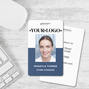 Photo Logo Employee Blue ID Badge