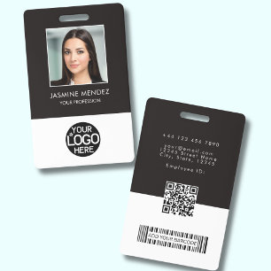 Photo Logo Employee QR Code Barcode ID Badge