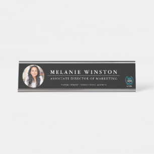 Photo Logo Professional Office Personalised Blk Desk Name Plate