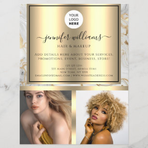 Photo Logo QR Code Promotional Gold Modern Marble Flyer