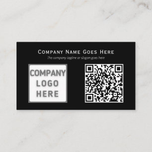 Photo Logo QR Code Template Horizontal Black Business Card