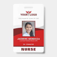 Photo Logo Red Template Employee Name Nurse ID
