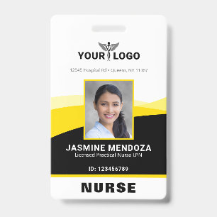 Photo Logo Yellow Black Template Corporate Name ID Badge
