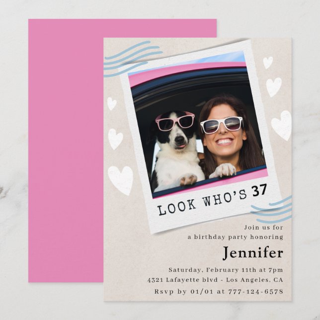 Photo  Look who's turning 37th birthday Invitation (Front/Back)