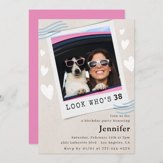 Photo  Look who's turning 38th birthday Invitation (Front/Back)