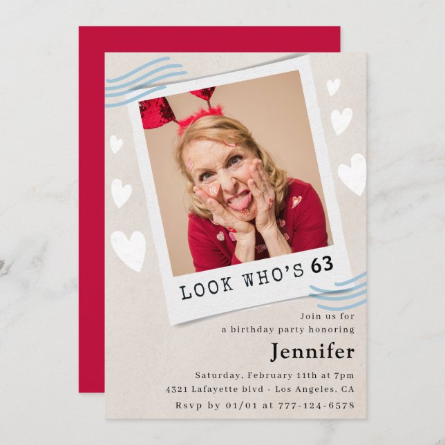 Photo  Look who's turning 63rd birthday Invitation (Front/Back)