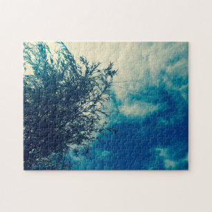 Photo Looking Up at Weeping Willow and Blue Sky Jigsaw Puzzle