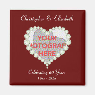Photo Love Heart Diamond Anniversary Memento Magnet