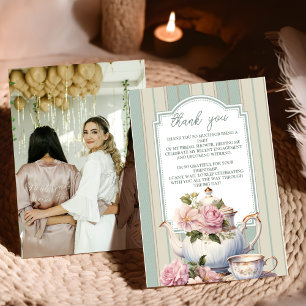 Photo Love is Brewing Tea Party Bridal Shower Thank You Card