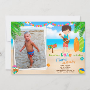 Photo Luau birthday invitation Luau invitation boy