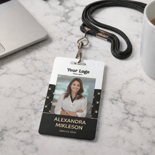 Photo Luxury Minimal Crown Pattern ID Badge