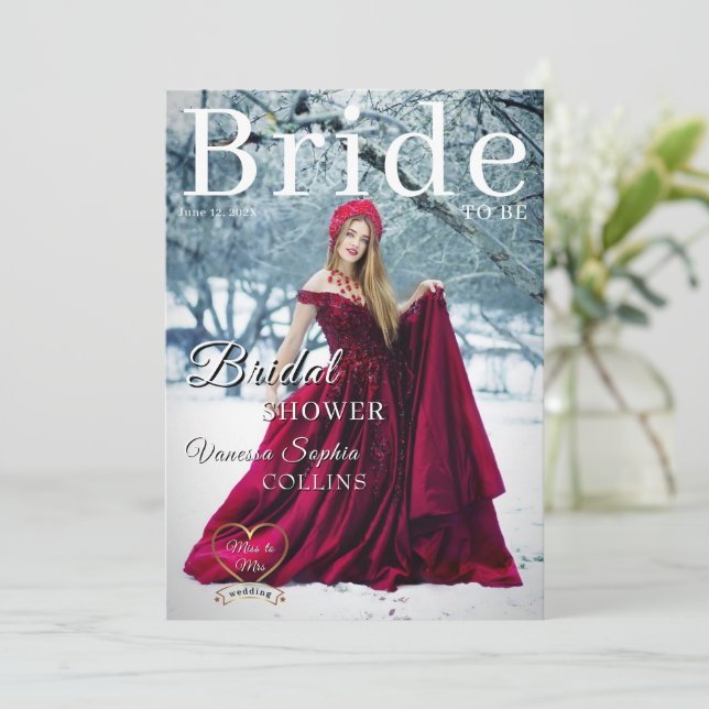 Photo Magazine Cover Bridal Shower Invitation (Standing Front)