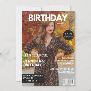 Photo Magazine Cover for her 77th birthday Invitation