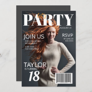 Photo Magazine Style 18th Birthday Invitation