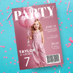 Photo Magazine Style Kids Birthday Invitation<br><div class="desc">Send them an invitation to remember!  Customise this magazine cover inspired design with your favourite picture and party details.  You can even edit the design to move the text around,  change colours,  fonts and sizes,  so that it will look great with any picture you choose!</div>