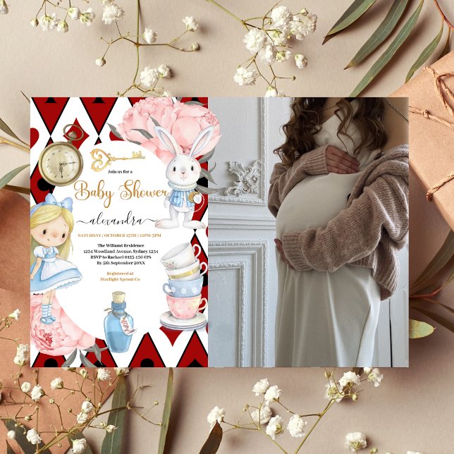Photo Magical Alice in Wonderland  Baby Shower Invitation (Creator Uploaded)