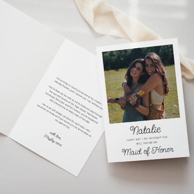 Photo Maid Of Honour Proposal Folded Card (Maid of Honor Proposal Card Photo)