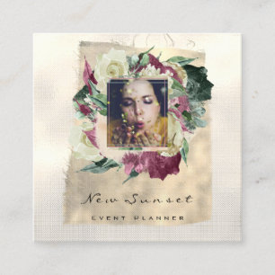 Photo Makeup Blogg Event Planner Floral Cottage Square Business Card
