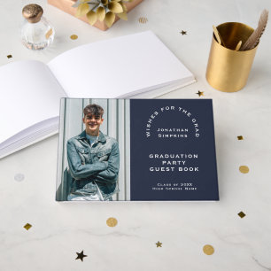 Photo Male Graduation 2026 Party Navy Guest Book