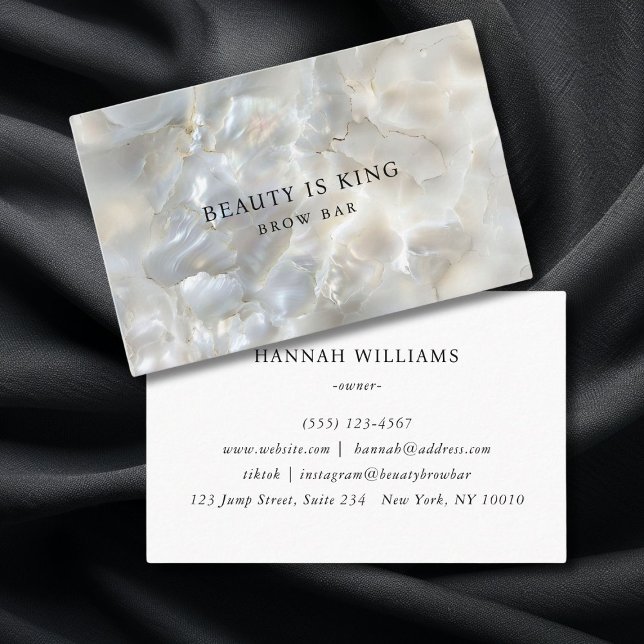  Photo, Marble, White-Silver, Salon Business Card (Photo, Marble, White-Silver, Salon Business Card)
