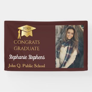 Photo Maroon Gold Congrats Graduate Name School Banner