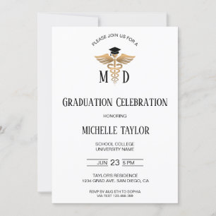 Photo MD Doctor of Medicine Physician Graduation Invitation