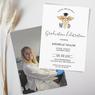 Photo MD Doctor of Medicine Physician Graduation Invitation