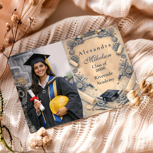 Photo Mechanical Engineering Graduation Party Announcement (Creator Uploaded)