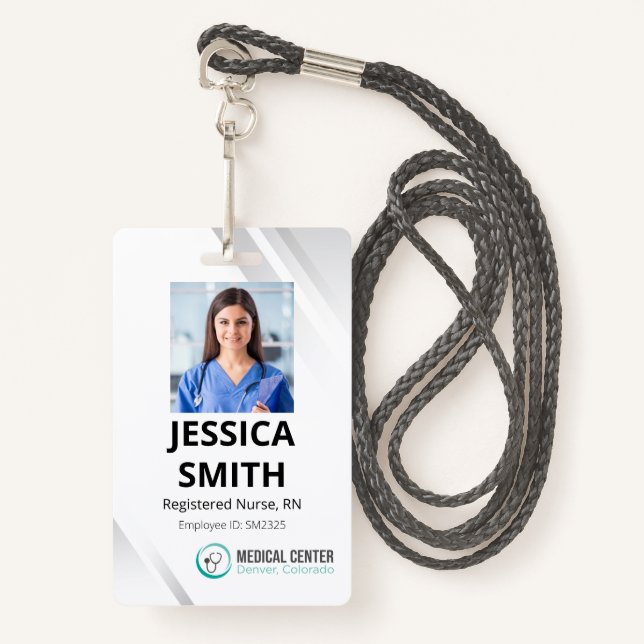 Photo Medical Office ID Badge (Front with Lanyard)