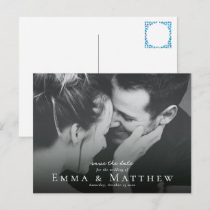 Photo Mediterranean Blue Tile Save The Date Postcard