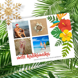 Photo Mele Kalikimaka Flower Personalised Holiday Card