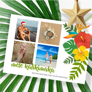 Photo Mele Kalikimaka Flower Personalised Holiday Card