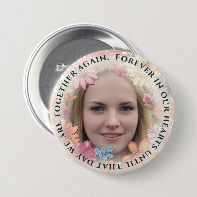 Photo Memorial and Flowers Button (Front & Back)