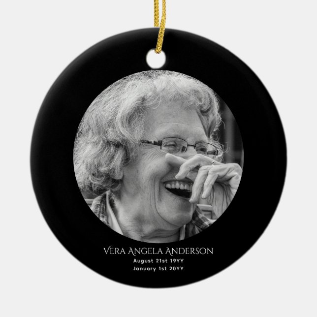 Photo Memorial Celebration of Life Funeral Gifts Ceramic Ornament (Front)