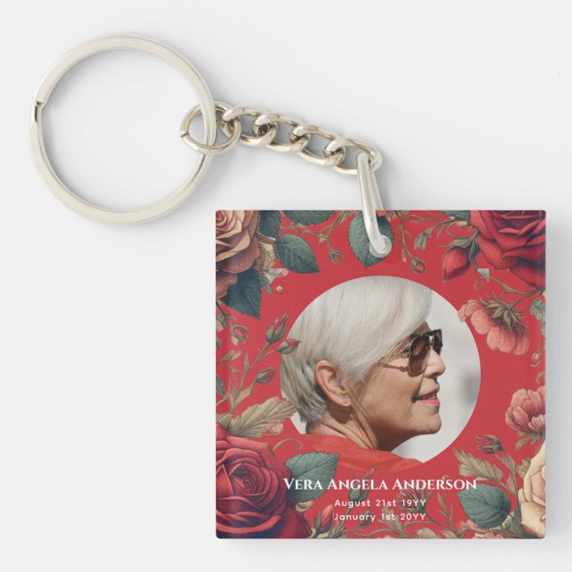 Photo Memorial Celebration of Life Funeral Gifts Key Ring (Front)