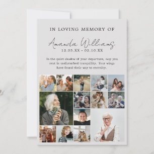 Photo Memorial Funeral - 15 Photo Collage Thank You Card