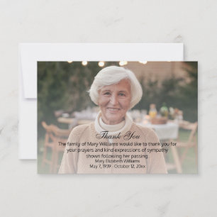 Photo Memorial Funeral Bereavement Thank You Card