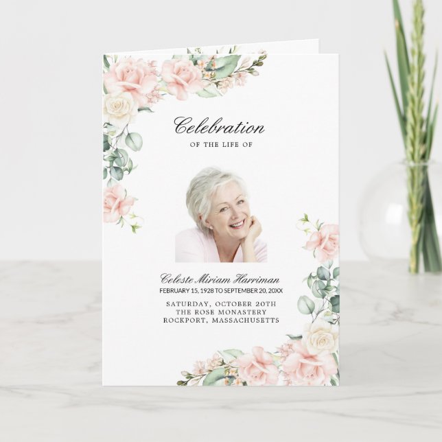 Photo Memorial Funeral Celebration of Life Program (Front)