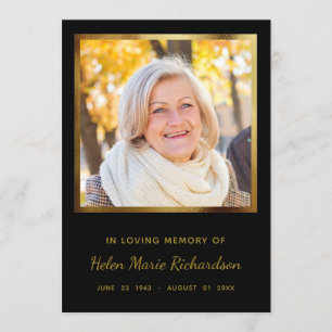 Photo Memorial Gold Sympathy Thank you Card