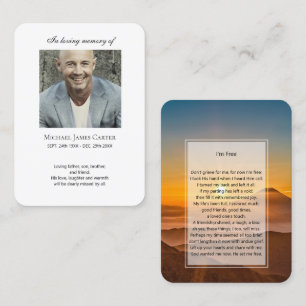 Photo memorial I'm Free prayer card