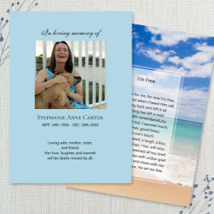 Photo memorial I'm Free prayer card