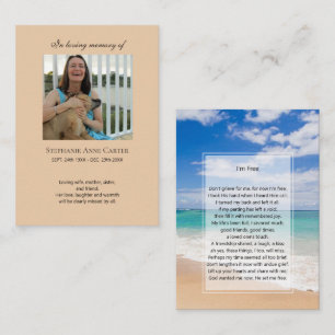 Photo memorial I'm Free prayer card 2