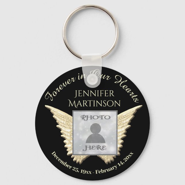 Photo Memorial in Loving Memory Angel Keychain (Front)
